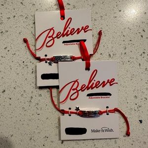 Pair of make a wish ‘Believe’ adjustable bracelet